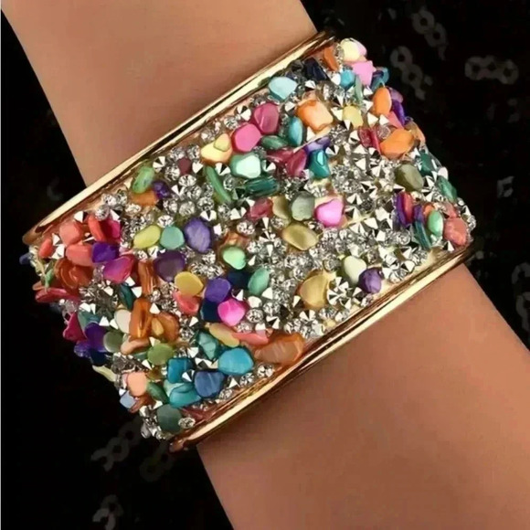 Boho luxury gold plated iron cuff bracelet - Picture 1 of 4